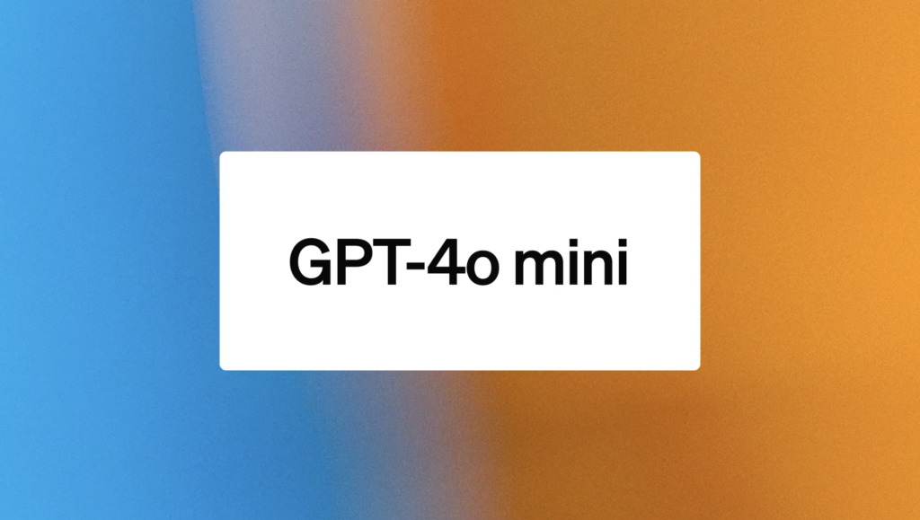 Text mit der Aufschrift 'GPT-4o mini' auf einem farbigen Hintergrund.